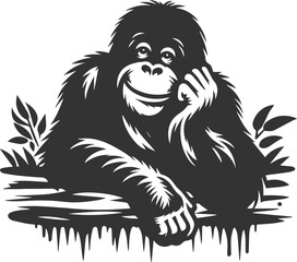 Fototapeta premium orangutan vector black