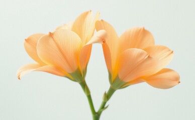Obraz premium Two Delicate Peach Orange Flowers Close Up