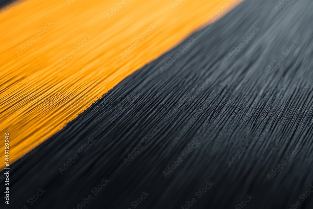 Fototapete A striking gold paintbrush stroke elegantly spreads across a black canvas, revealing a vivid metallic texture that interacts with soft light, enhancing visual depth