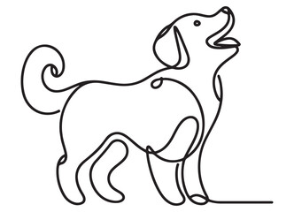 Happy Dog Silhouette Line Art Illustration Vector Graphic