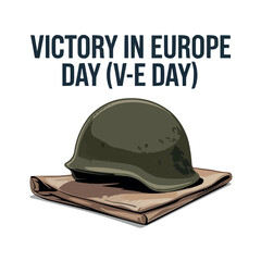 Victory in Europe Day Military Helmet Memorial V-E Day Commemoration Art