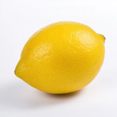 Bright Yellow Lemon with Smooth Skin Isolated on White Background