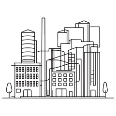 Industrial Factory Silhouette Vector Illustration for Urban Designs