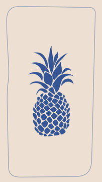 Blue Pineapple Silhouette: Tropical Minimal Art
