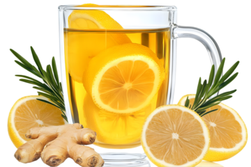 Lemon Ginger Tea Isolated Background Illustration