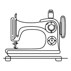 Vintage Sewing Machine Silhouette Illustration for Craft and Tailoring