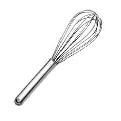 Steel whisk designed for mixing and whisking ingredients isolated on a clean white background, Houseware steel whisk, isolated on white background