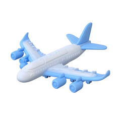 Light Blue and White 3D Airplane Illustration Isolated Background