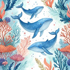 Fototapeta premium seamless pattern with fishes