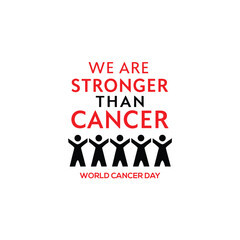 World Cancer Day Ribbon and People Illustration &ndash; We Are Stronger Than Cancer Concept


