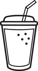 milk tea line art, black outline, vector and illustration, coloring book page line art drawing