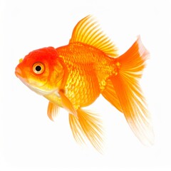 Bright Orange Goldfish Swimming in Clear Water