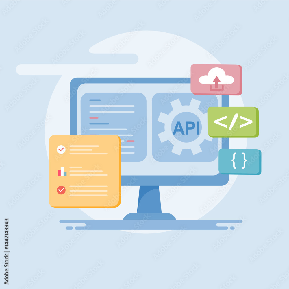 Fototapete api system updates, cloud api business updates, api development, api hosted on cloud servers.