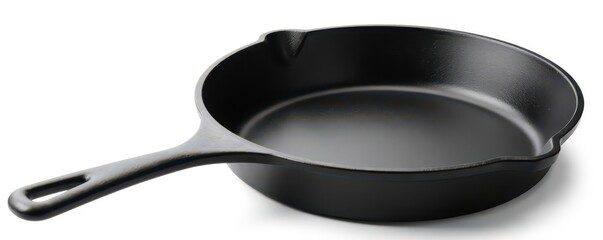 A cast iron skillet, black, isolated on white , kitchen utensil, skillet, isolated