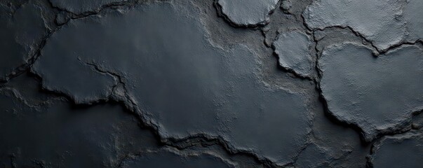 Fototapeta premium Dark gray concrete texture with deep crevices and rough surface , abstract, moody, surface