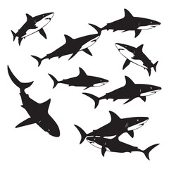 Shark silhouette vector EPS SET