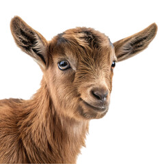 Adorable Baby Goat Kid  Cute Farm Animal Photo isolated on transparent background