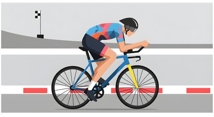Fototapeta premium Cyclist in Time Trial Position on Race Track