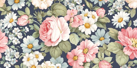 Floral seamless pattern.Pastel flower seamless pattern.Abstract floral seamless pattern 