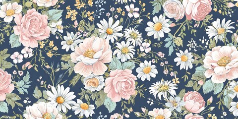 Floral seamless pattern.Pastel flower seamless pattern.Abstract floral seamless pattern 