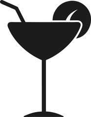 Cocktail Glass With Vodka Martini And Lemon Or Orange Garnish