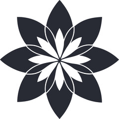 Flower icon set, black Flower isolated on white, vector illustration