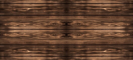 Dark brown wooden planks in horizontal  pattern Detailed wood grain texture
