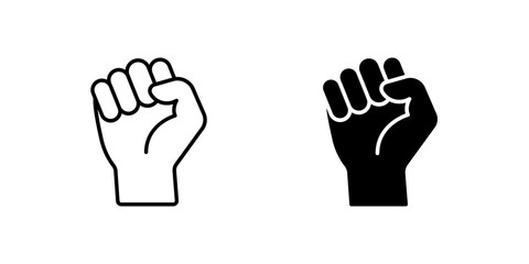 Fototapeta premium A simple vector icon set depicting a fist hand up, ideal for empowerment and protest designs.