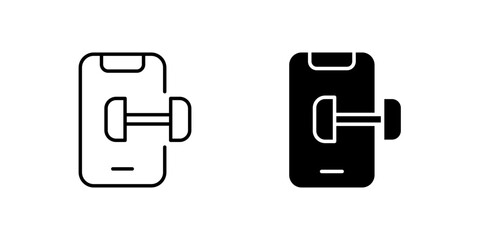 A modern vector icon set featuring fitness app symbols, suitable for health and technology designs.