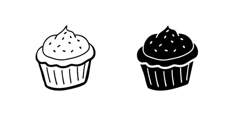 A modern vector icon set showcasing cupcakes, suitable for baking and celebration designs.