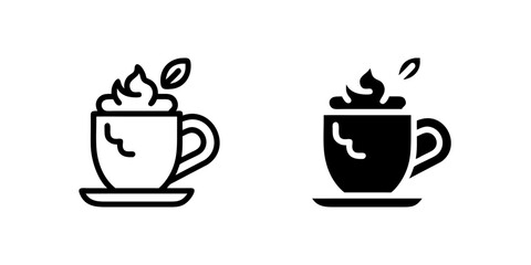 A simple vector icon set depicting chocolate mugs, ideal for beverage and cozy designs.
