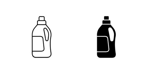 A minimalist vector icon set showcasing detergent bottles, perfect for cleaning and household designs.