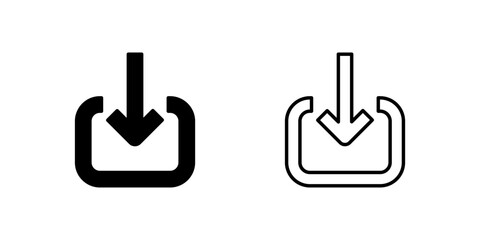 Obraz premium A modern vector icon set featuring download symbols, suitable for technology and digital designs.