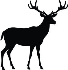 Standing Deer Silhouette Clipart – Full Body Stag Vector Illustration
