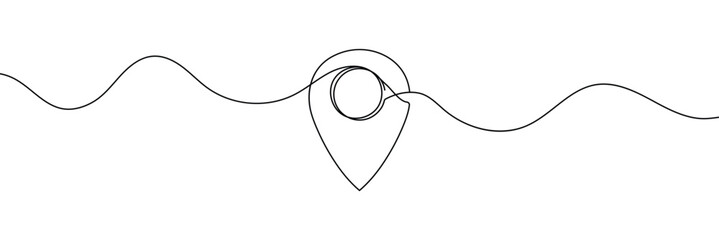 Location pins, geotag sign line continuous drawing vector. One line Location pins, geotag vector background. Location pin, geotag icon. Continuous outline of Location pin, geotag. Linear Locations .