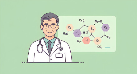 Experienced doctor explaining complex chemical structure for medical advancements