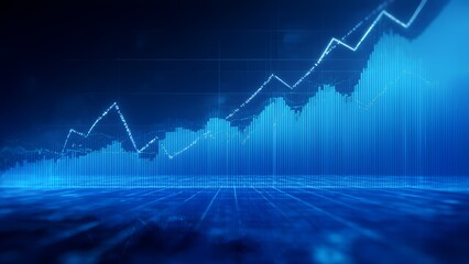 Naklejka premium Data analytics growth trends digital space infographic modern environment aerial view business insights for success