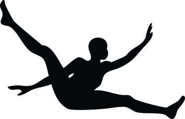 Silhouette of Falling Woman in Dynamic Pose – Vector Art Illustration