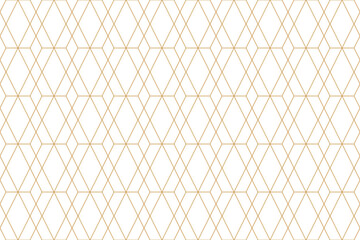 Naklejka premium Elegant seamless pattern with golden diamond shapes and line on a white background. Perfect for modern designs, wallpapers, and luxurious backgrounds.