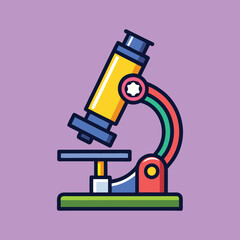 Colorful Cartoon Microscope for Scientific Research and Exploration Illustration Background