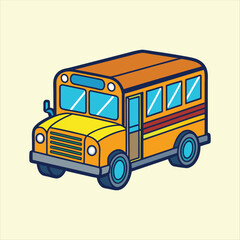 Cartoon School Bus Illustration with Yellow and Orange Color Scheme