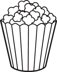popcorn line art, black outline, vector and illustration, coloring book page line art drawing