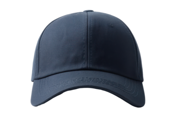 Navy blue baseball cap, presented in a  setting, highlighting the fabric texture and stitching details.