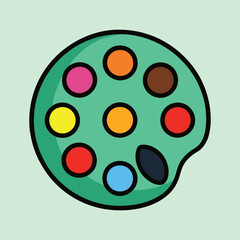 Obraz premium Vibrant Artist's Palette Displaying a Variety of Colors on a Light Green Background