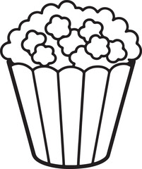 popcorn line art, black outline, vector and illustration, coloring book page line art drawing