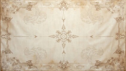 Beige and off-white fabric with a delicate vintage-style pattern and worn edges, adding character and timeless appeal to any sophisticated design