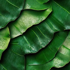 Embrace the lush green textures of tropical leaves and exotic foliage for a vibrant escape in nature's embrace
