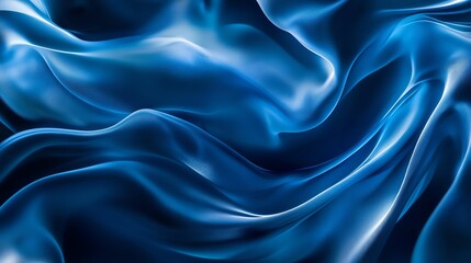 Obraz premium Beautiful blue silk fabric waving gently, evoking elegance and sophistication in a stunning display of texture.