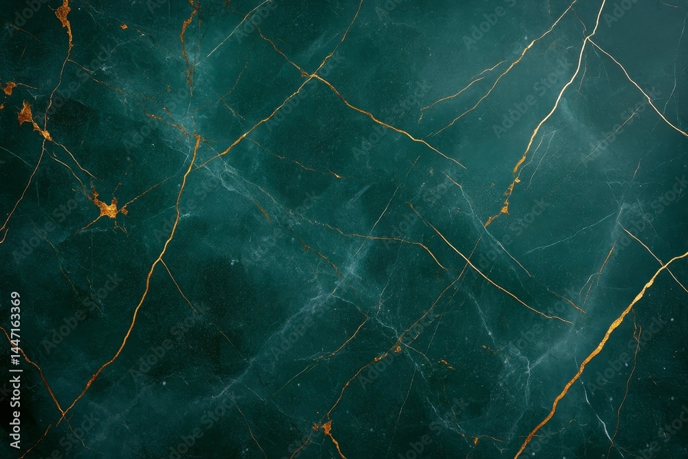 Aufkleber overhead view showcases a luxurious emerald green marble surface with striking gold veins. ideal for