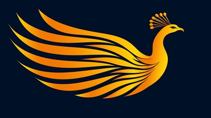 Obraz premium Fiery peacock soaring, stylized graphic